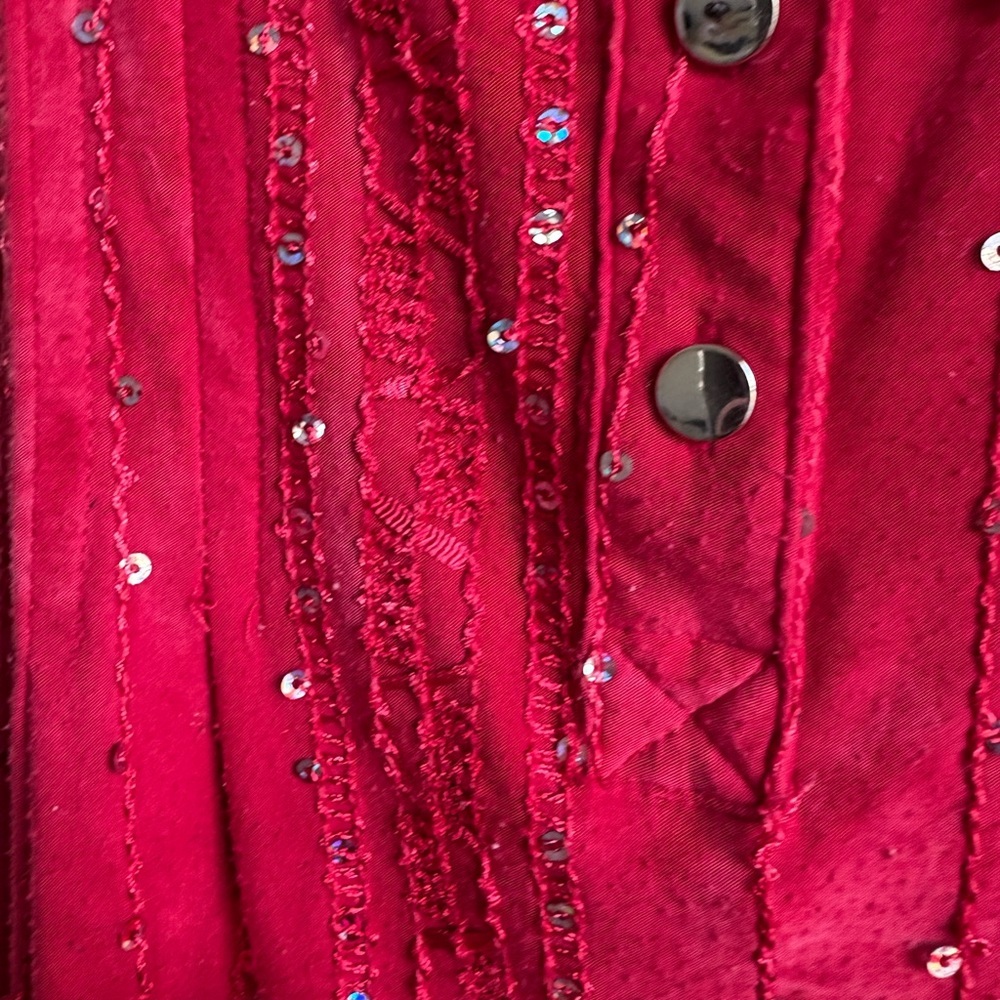 New Directions Deep Red Embellished Tunic - Picture 6 of 8